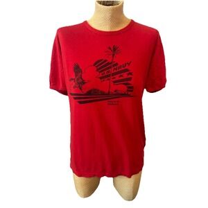 Vintage United States Military‎ US Navy  Spain Retro Ringer T Shirt Size M Red